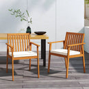 2 Pieces Patio Dining Chairs Outdoor Acacia Wood Chairs with Removable Padded Cushion by LJGDeals
