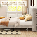 Queen Size Velvet Bed Frame with Vertical Channel Tufted Wingback Headboard-White by LJGDeals