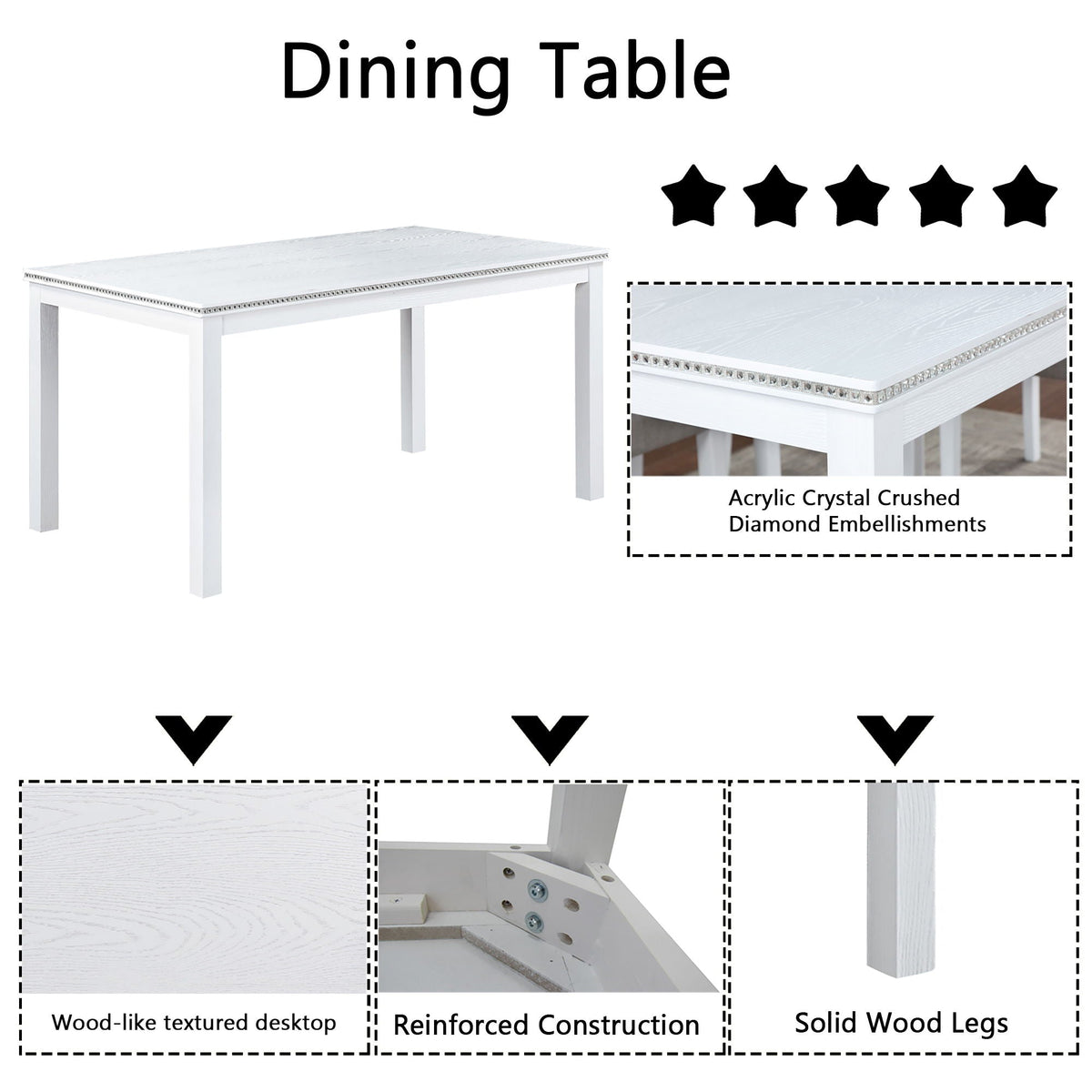 Dining Table Set With Crystal Decoration And Upholstered Chairs, photo 8 of 24