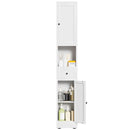 Tall Bathroom Storage Cabinet, 5-Tier Narrow With 2 Doors & Adjustable Shelves, Freestanding - White by HouseOfZazla