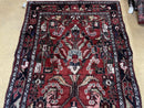 3' 4" X 9' Antique Handmade Wool Rug Runner Floral Organic Dyes Red Nice