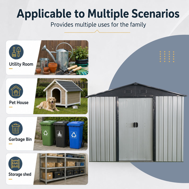 8ft x 4ft Outdoor Metal Storage Shed, photo 9 of 10