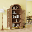 Tall Kitchen Pantry Cabinet With Hollow Carved Doors Adjustable Shelves Versatile Storage Cabinet For Kitchen - Walnut by HouseOfZazla