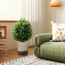 24 Inches Artificial Cypress Topiary Ball Tree Set with Ground Spike-Green by LJGDeals