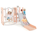 7-in-1 Toddler Swing and Slide Set L-shaped with Ladder and Basketball Hoop by LJGDeals