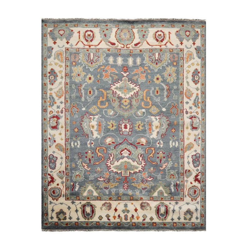 7' 9''x10' 2'' LoomBloom Muted Turkish Oushak Hand Knotted Wool Area Rug Slate, Ivory Color