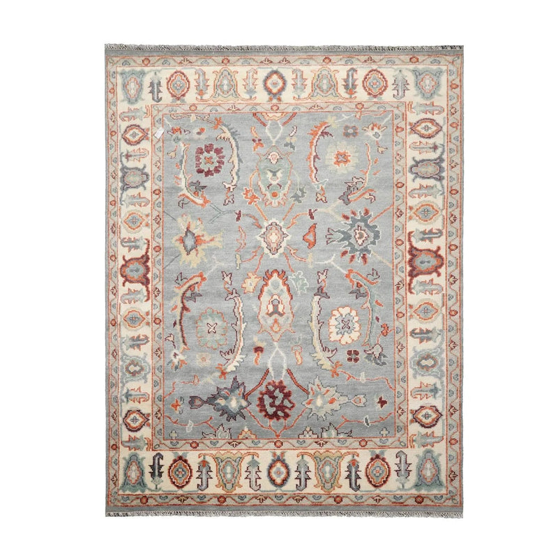 7' 11''x10' 3'' LoomBloom Muted Turkish Oushak Hand Knotted Wool Area Rug Slate, Ivory Color