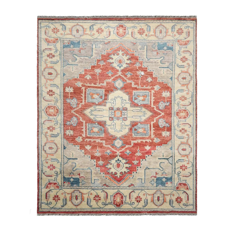 8' 1''x9' 11'' LoomBloom Muted Turkish Oushak Hand Knotted Wool Area Rug Rust, Beige Color