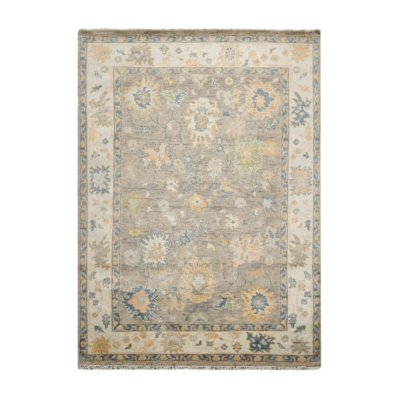 7' 3''x10' 3'' LoomBloom Muted Turkish Oushak Hand Knotted Wool Area Rug  Gray, Beige Color