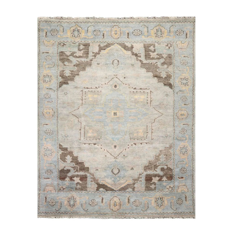 7' 7''x9' 10'' LoomBloom Muted Turkish Oushak Hand Knotted Wool Area Rug Taupe,Beige Color