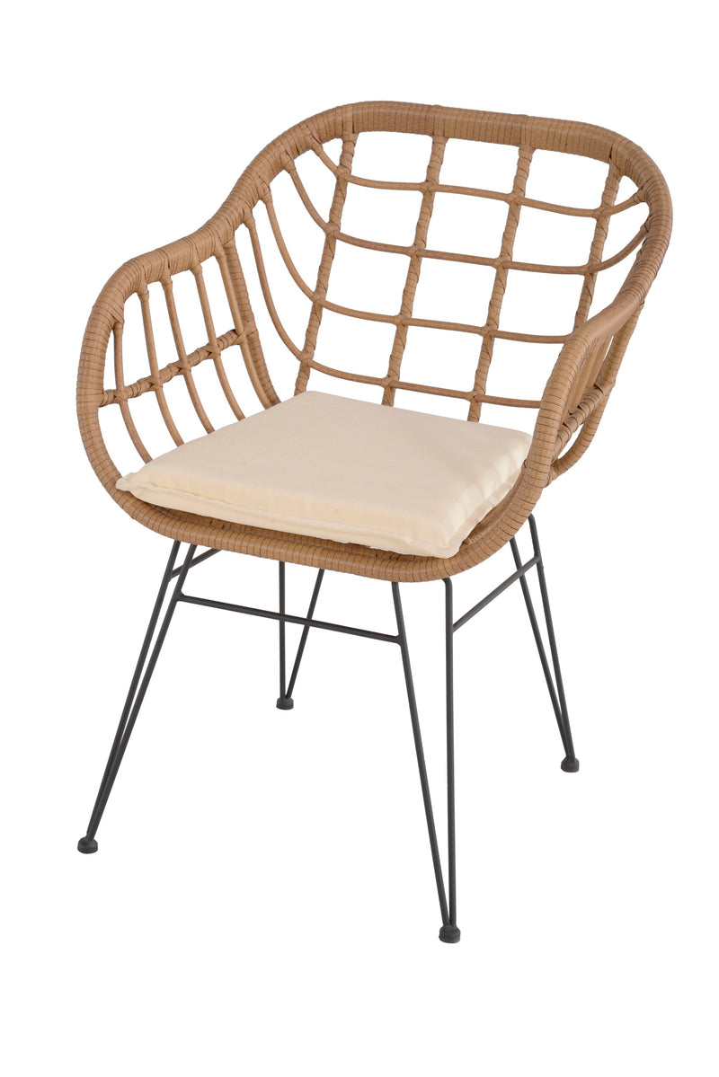 3 Pieces Outdoor Conversation Set, Patio Bistro Sets with 2 PE Wicker Chairs and Coffee Table for Backyard