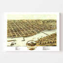 Vintage Map of Moline, Illinois 1869