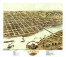 Vintage Map of Moline, Illinois 1869
