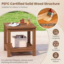 2-Tier Outdoor Side Table with Storage Shelf for Patio by LJGDeals