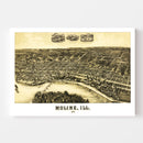 Vintage Map of Moline, Illinois 1889