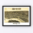 Vintage Map of Moline, Illinois 1889