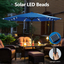 Solar LED Patio Umbrella With Crank Lift And Tilt, 8 Ribs, UV Resistant Canopy For Pool, Backyard & Patio (Without Base) - Blue