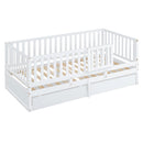 Daybed With Fence Guardrails And 2 Drawers, Split Into Independent Floor Bed & Daybed by HouseOfZazla