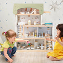 Wooden Dollhouse Kids DIY Pretend Playhouse with 33 PCS Furniture Accessories-Green by LJGDeals