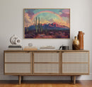 Cactus Rainbow Desert Print – Boho Southwest Canvas Art