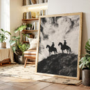 Cowboy Ridge Silhouette Print – Western Horseback Wall Art
