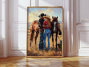 Cowboy Romance Canvas – Western Couple Wall Art with Horses