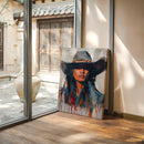 Wild Western Woman Canvas – Bold Cowgirl Portrait Wall Art