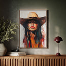 Painted Cowgirl Canvas – Boho Western Woman Wall Art