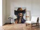 Shadowed Cowgirl Canvas – Western Femme Fatale Wall Art