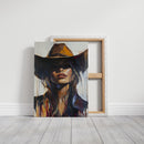 Shadowed Cowgirl Canvas – Western Femme Fatale Wall Art