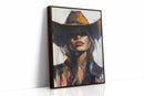 Shadowed Cowgirl Canvas – Western Femme Fatale Wall Art