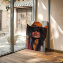 Desert Flame Cowgirl Canvas – Bold Western Woman Wall Art