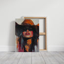 Desert Flame Cowgirl Canvas – Bold Western Woman Wall Art