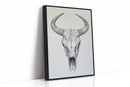 Western Bull Skull Line Art Print – Rustic Cowboy Wall Decor