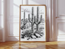 Desert Cactus Line Drawing – Southwestern Saguaro Wall Art