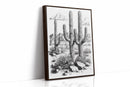 Desert Cactus Line Drawing – Southwestern Saguaro Wall Art