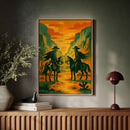 Skeleton Riders at Sundown – Surreal Western Desert Cowboy Art Print