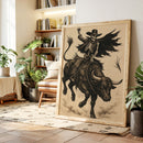 Skeleton Bull Rider – Vintage Western Rodeo Skull Art Print