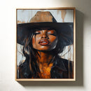 Cowgirl Serenity – Bold Black Western Beauty Portrait Canvas