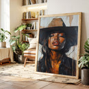 Cowgirl Serenity – Bold Black Western Beauty Portrait Canvas