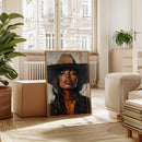Cowgirl Serenity – Bold Black Western Beauty Portrait Canvas