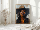 Cowgirl Serenity – Bold Black Western Beauty Portrait Canvas