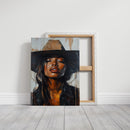 Cowgirl Serenity – Bold Black Western Beauty Portrait Canvas