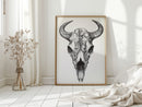 Western Bison Skull – Black Ink Rustic Wall Art