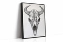 Western Bison Skull – Black Ink Rustic Wall Art