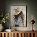 Cowgirl in Blue – Soft Western Elegance Canvas Print
