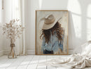 Cowgirl in Blue – Soft Western Elegance Canvas Print