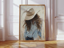 Cowgirl in Blue – Soft Western Elegance Canvas Print