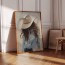 Cowgirl in Blue – Soft Western Elegance Canvas Print
