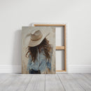 Cowgirl in Blue – Soft Western Elegance Canvas Print
